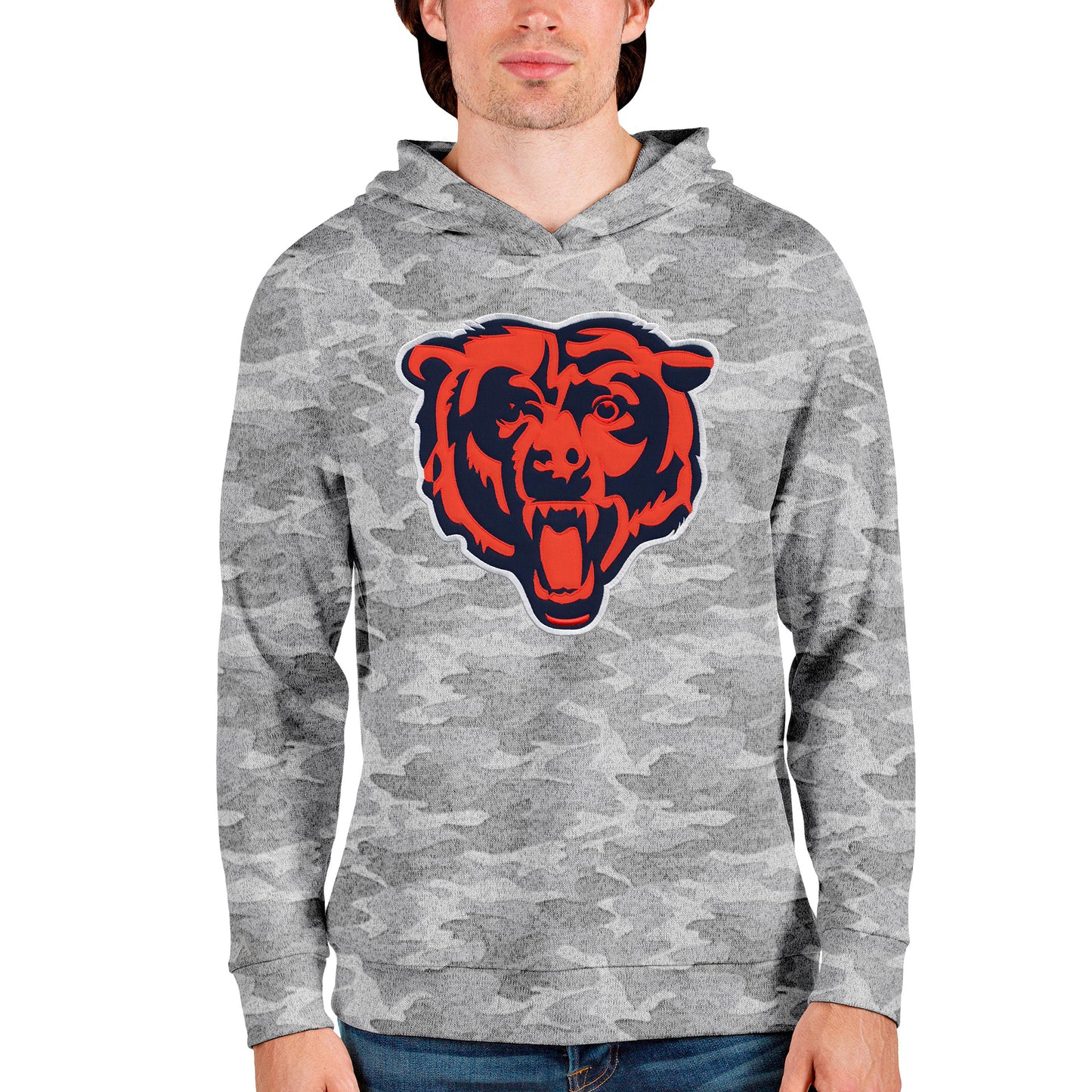 Men's Antigua Camo Chicago Bears Team Absolute Pullover Hoodie