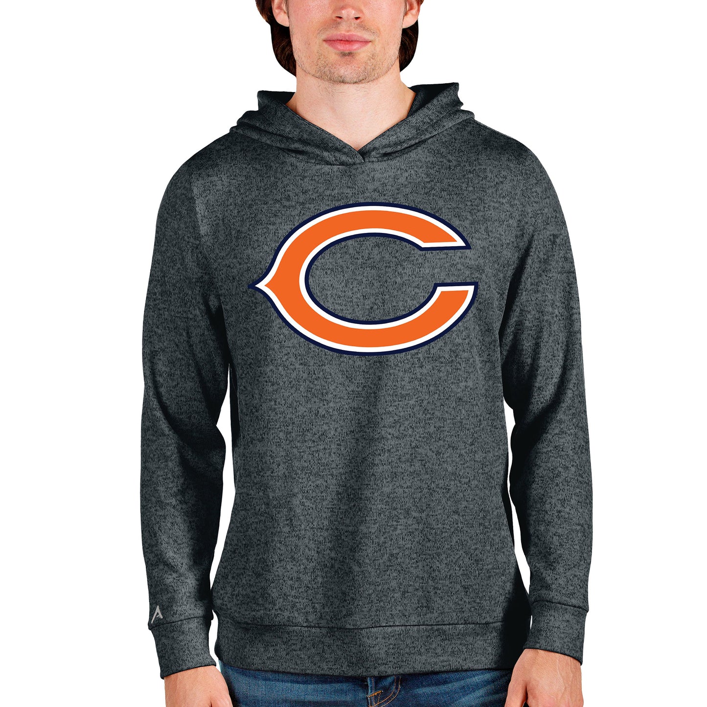 Men's Antigua Heathered Charcoal Chicago Bears Team Absolute Pullover Hoodie