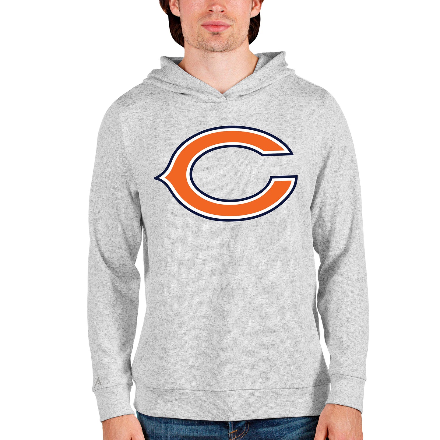 Men's Antigua Heathered Gray Chicago Bears Team Absolute Pullover Hoodie