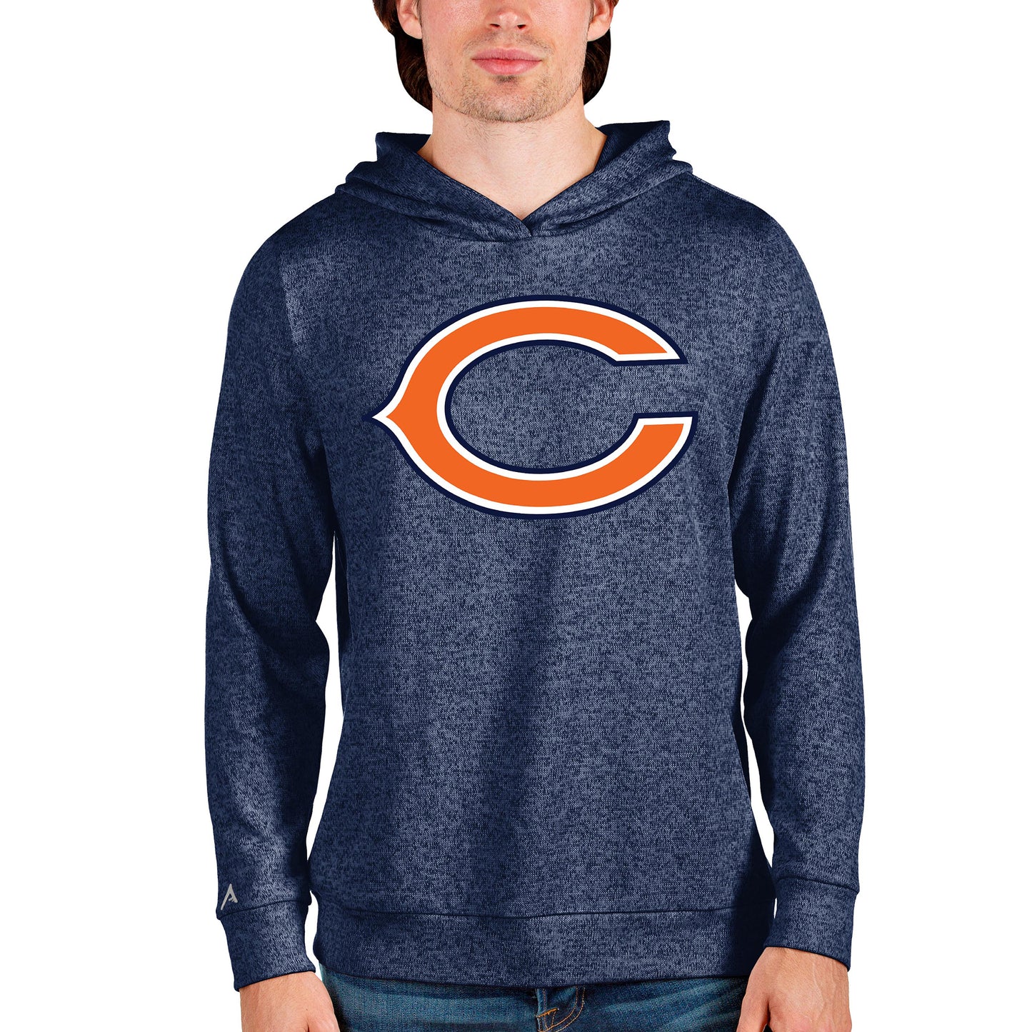 Men's Antigua Heathered Navy Chicago Bears Team Absolute Pullover Hoodie