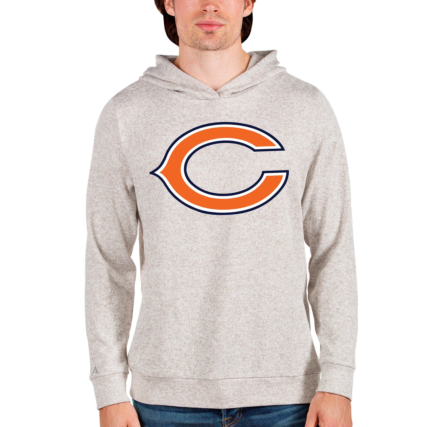 Men's Antigua Oatmeal Chicago Bears Team Absolute Pullover Hoodie