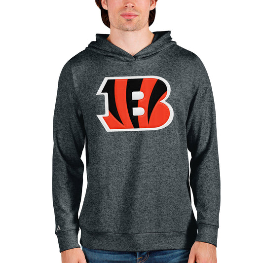 Men's Antigua Heathered Charcoal Cincinnati Bengals Team Absolute Pullover Hoodie