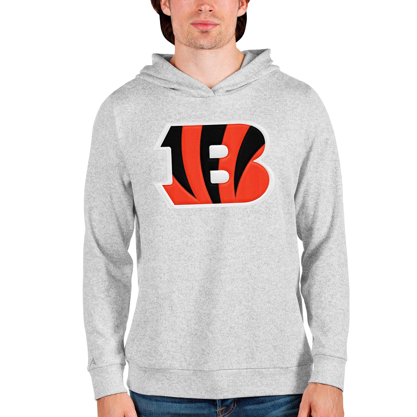 Men's Antigua Heathered Gray Cincinnati Bengals Team Absolute Pullover Hoodie