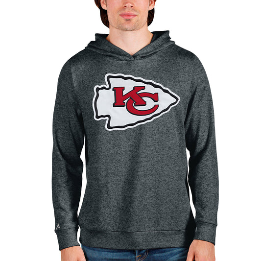 Men's Antigua Heathered Charcoal Kansas City Chiefs Team Absolute Pullover Hoodie