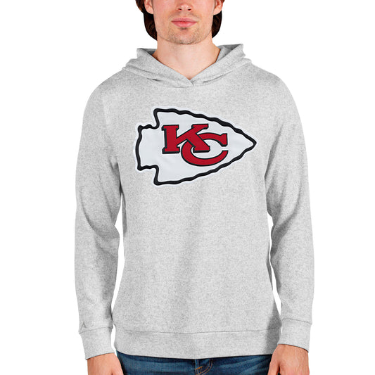 Men's Antigua Heathered Gray Kansas City Chiefs Team Absolute Pullover Hoodie