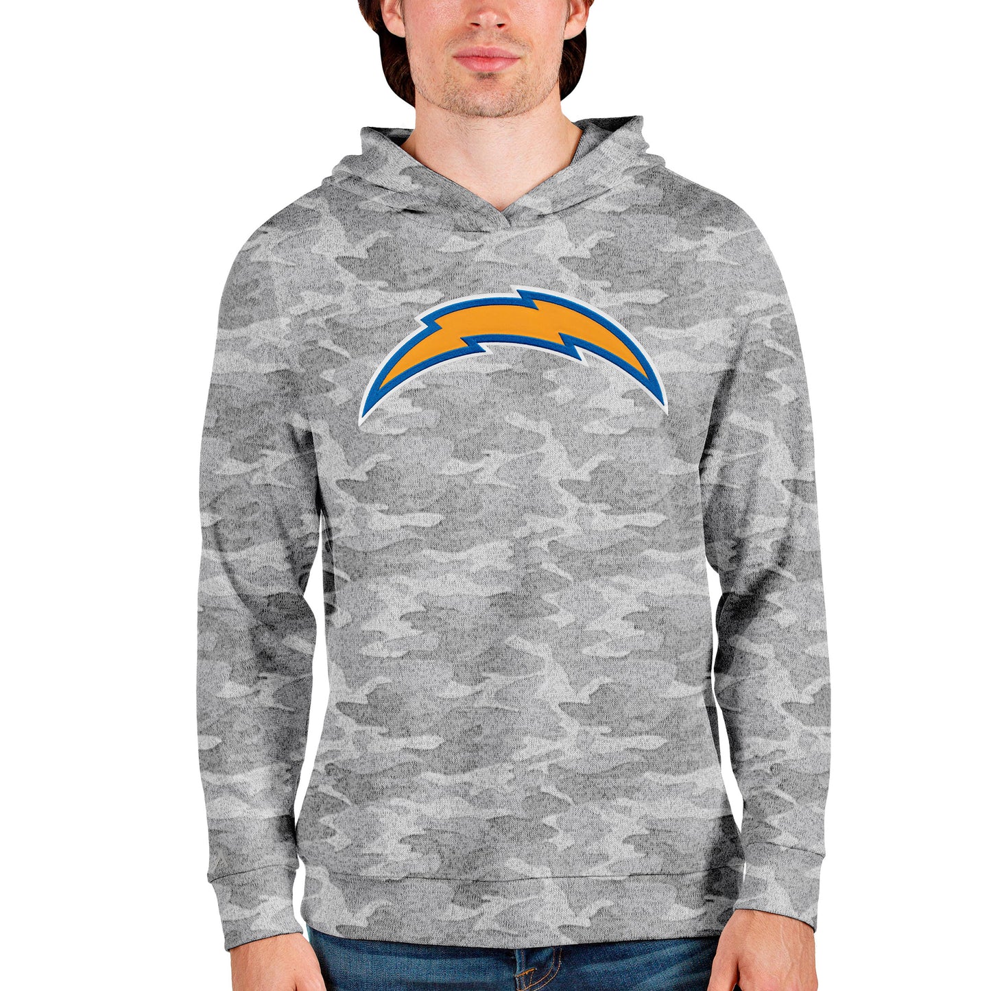 Men's Antigua Camo Los Angeles Chargers Team Absolute Pullover Hoodie