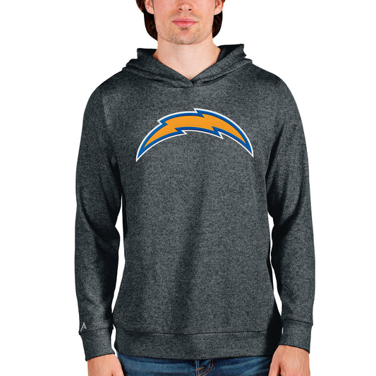 Men's Antigua Heathered Charcoal Los Angeles Chargers Team Absolute Pullover Hoodie