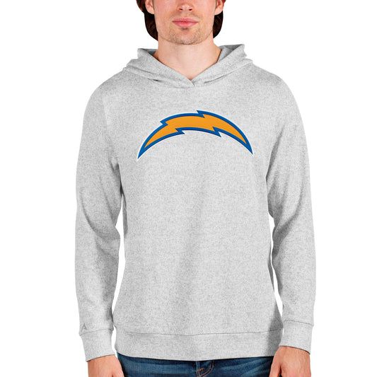 Men's Antigua Heathered Gray Los Angeles Chargers Team Absolute Pullover Hoodie