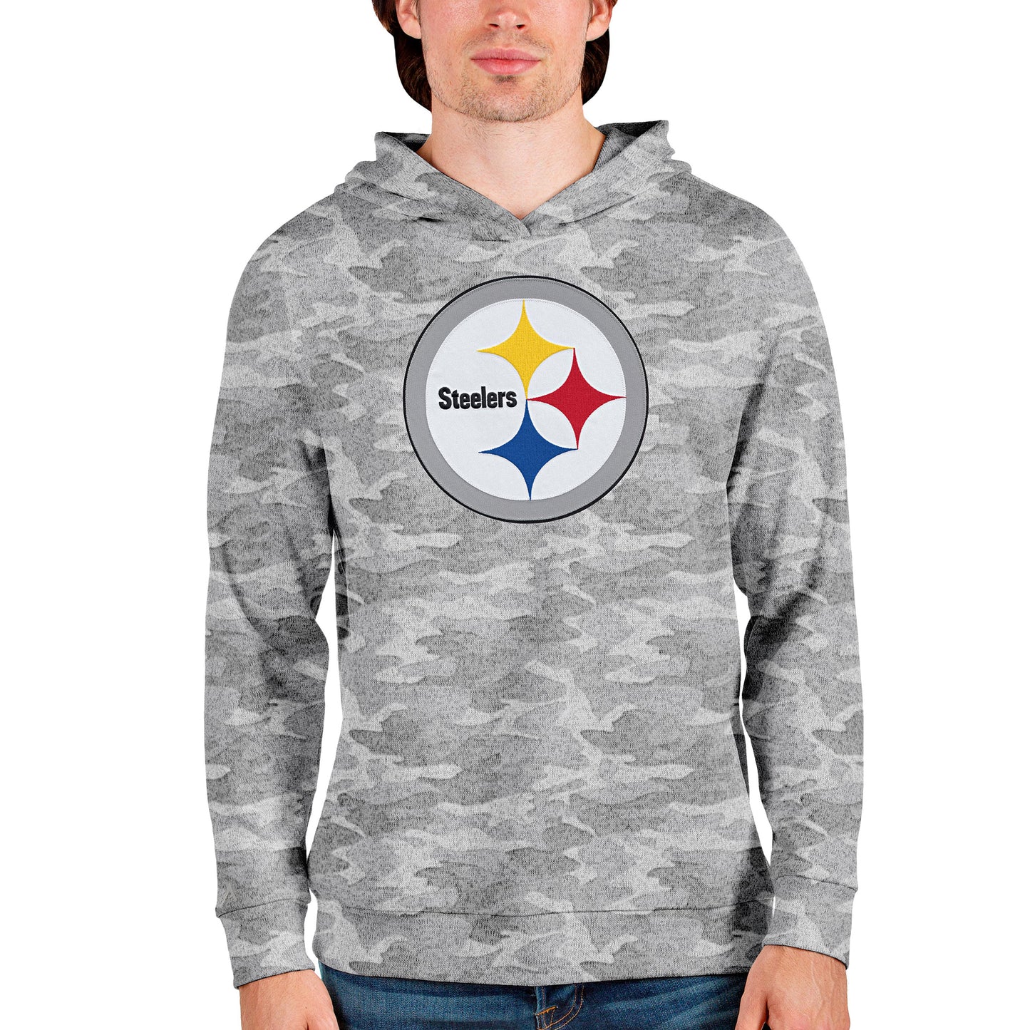 Men's Antigua Camo Pittsburgh Steelers Team Absolute Pullover Hoodie