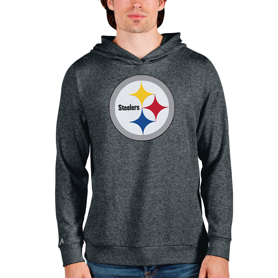 Men's Antigua Heathered Charcoal Pittsburgh Steelers Team Absolute Pullover Hoodie
