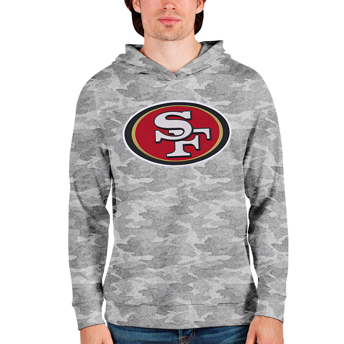 Men's Antigua Camo San Francisco 49ers Team Absolute Pullover Hoodie