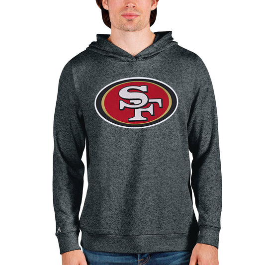 Men's Antigua Heathered Charcoal San Francisco 49ers Team Absolute Pullover Hoodie