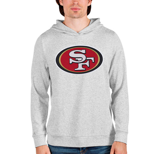 Men's Antigua Heathered Gray San Francisco 49ers Team Absolute Pullover Hoodie