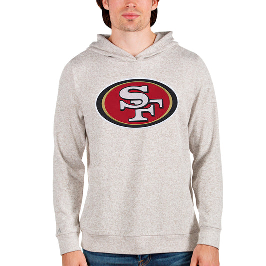 Men's Antigua Oatmeal San Francisco 49ers Team Absolute Pullover Hoodie