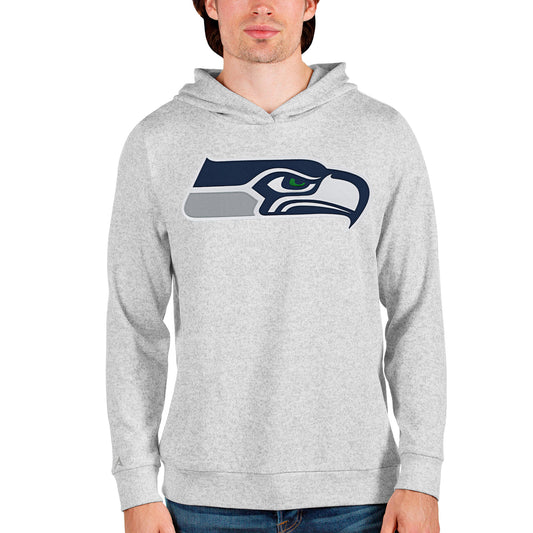 Men's Antigua Heathered Gray Seattle Seahawks Team Absolute Pullover Hoodie