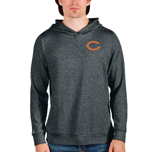 Men's Antigua Heathered Charcoal Chicago Bears Absolute Pullover Hoodie