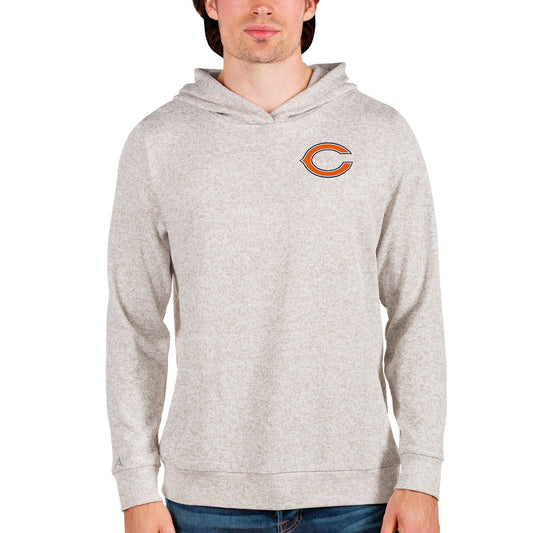 Men's Antigua Oatmeal Chicago Bears Absolute Pullover Hoodie