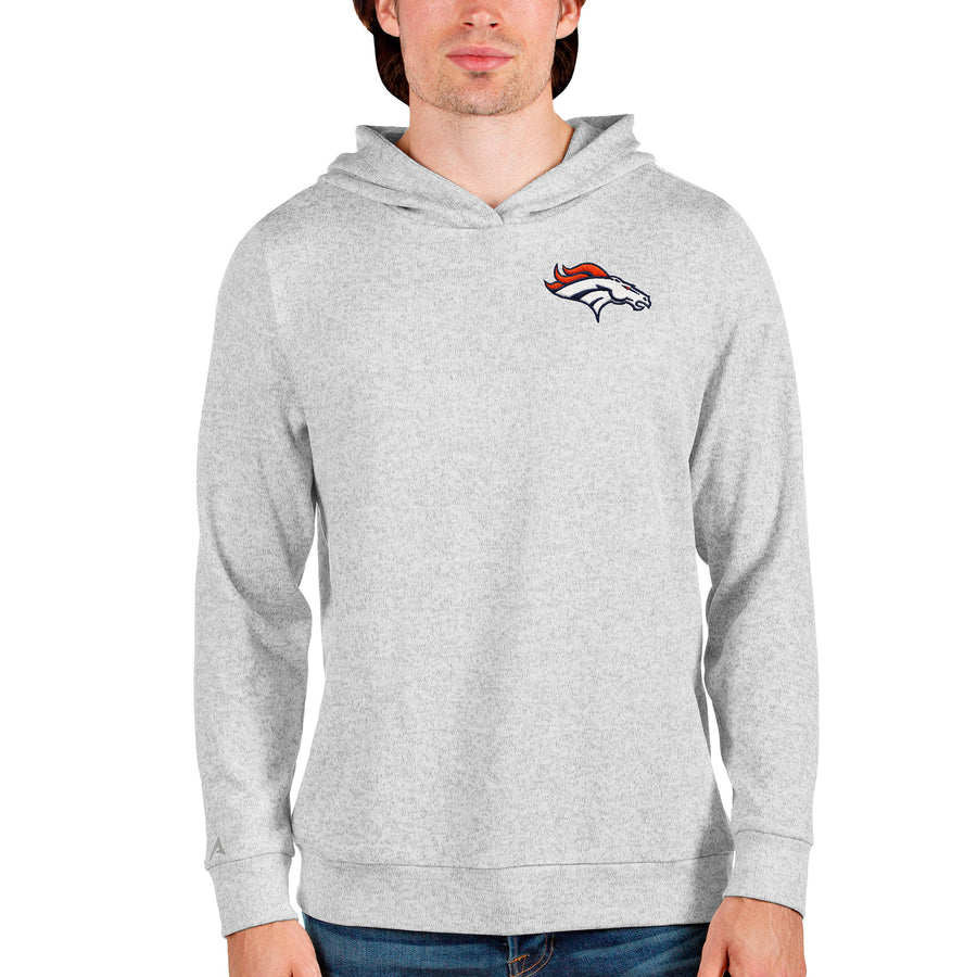 Men's Antigua Heathered Gray Denver Broncos Absolute Pullover Hoodie