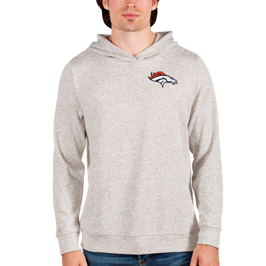 Men's Antigua Oatmeal Denver Broncos Absolute Pullover Hoodie