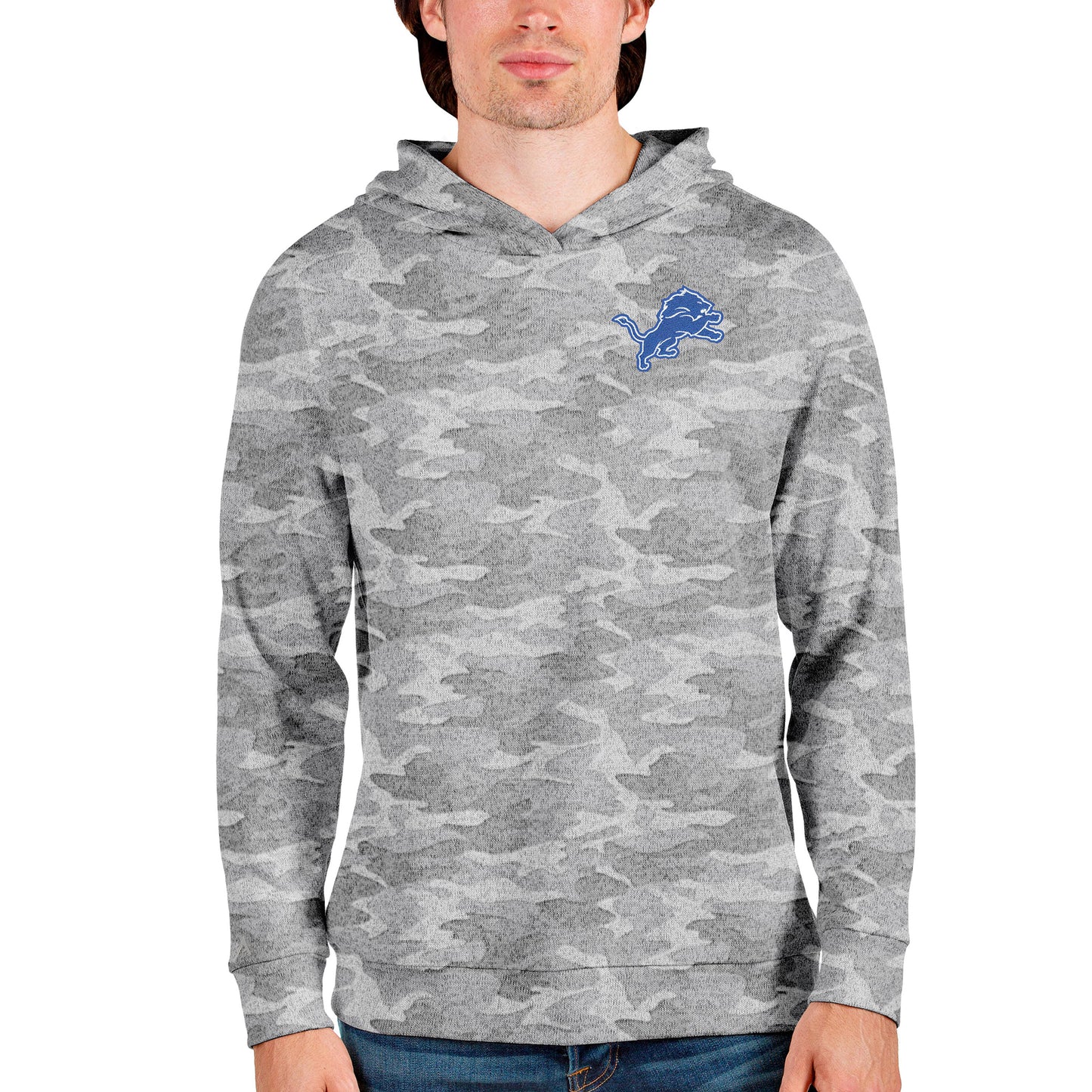 Men's Antigua Camo Detroit Lions Absolute Pullover Hoodie