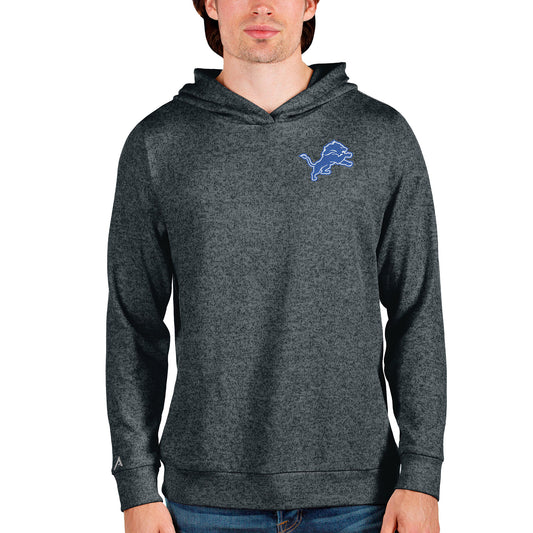 Men's Antigua Heathered Charcoal Detroit Lions Absolute Pullover Hoodie