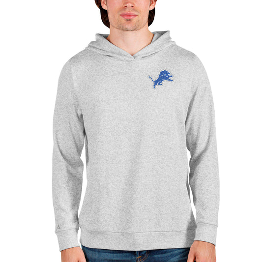 Men's Antigua Heathered Gray Detroit Lions Absolute Pullover Hoodie