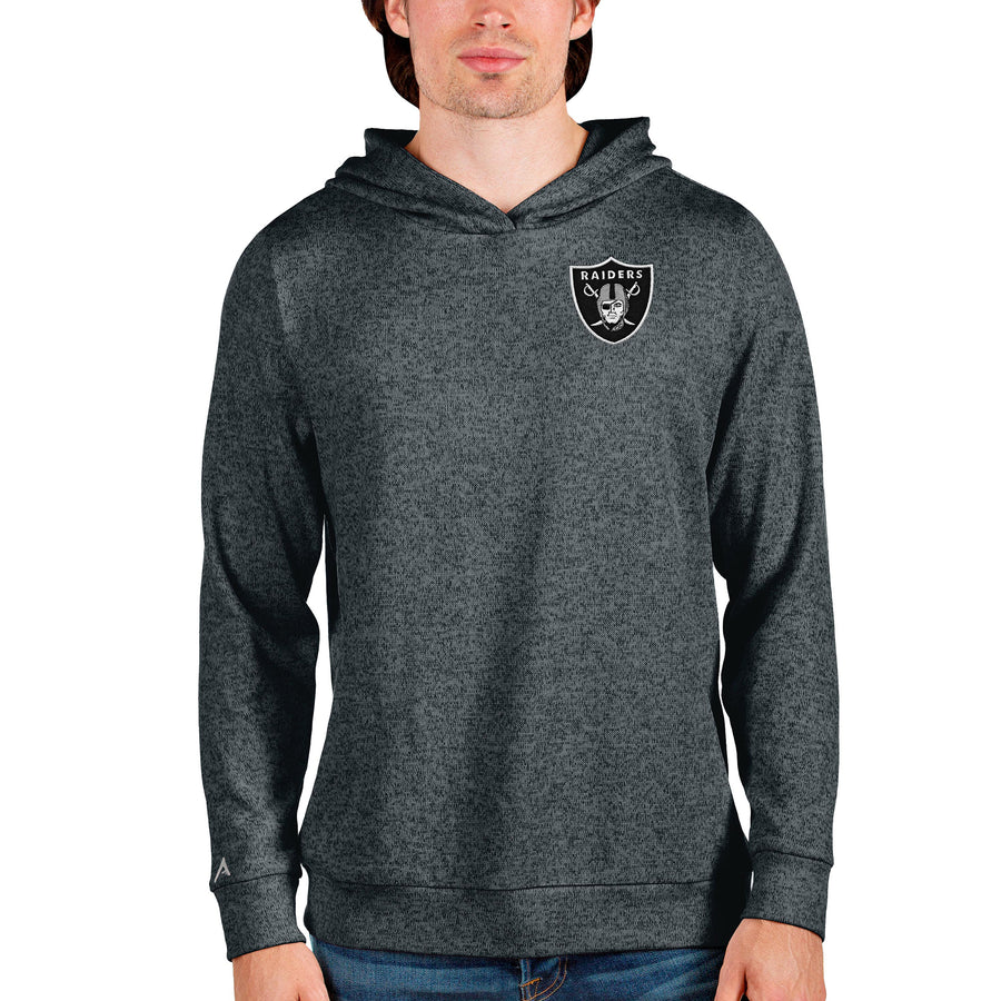 Men's Antigua Heathered Charcoal Las Vegas Raiders Absolute Pullover Hoodie