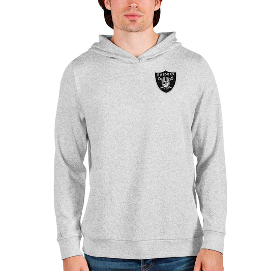Men's Antigua Heathered Gray Las Vegas Raiders Absolute Pullover Hoodie