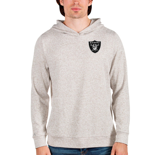 Men's Antigua Oatmeal Las Vegas Raiders Absolute Pullover Hoodie