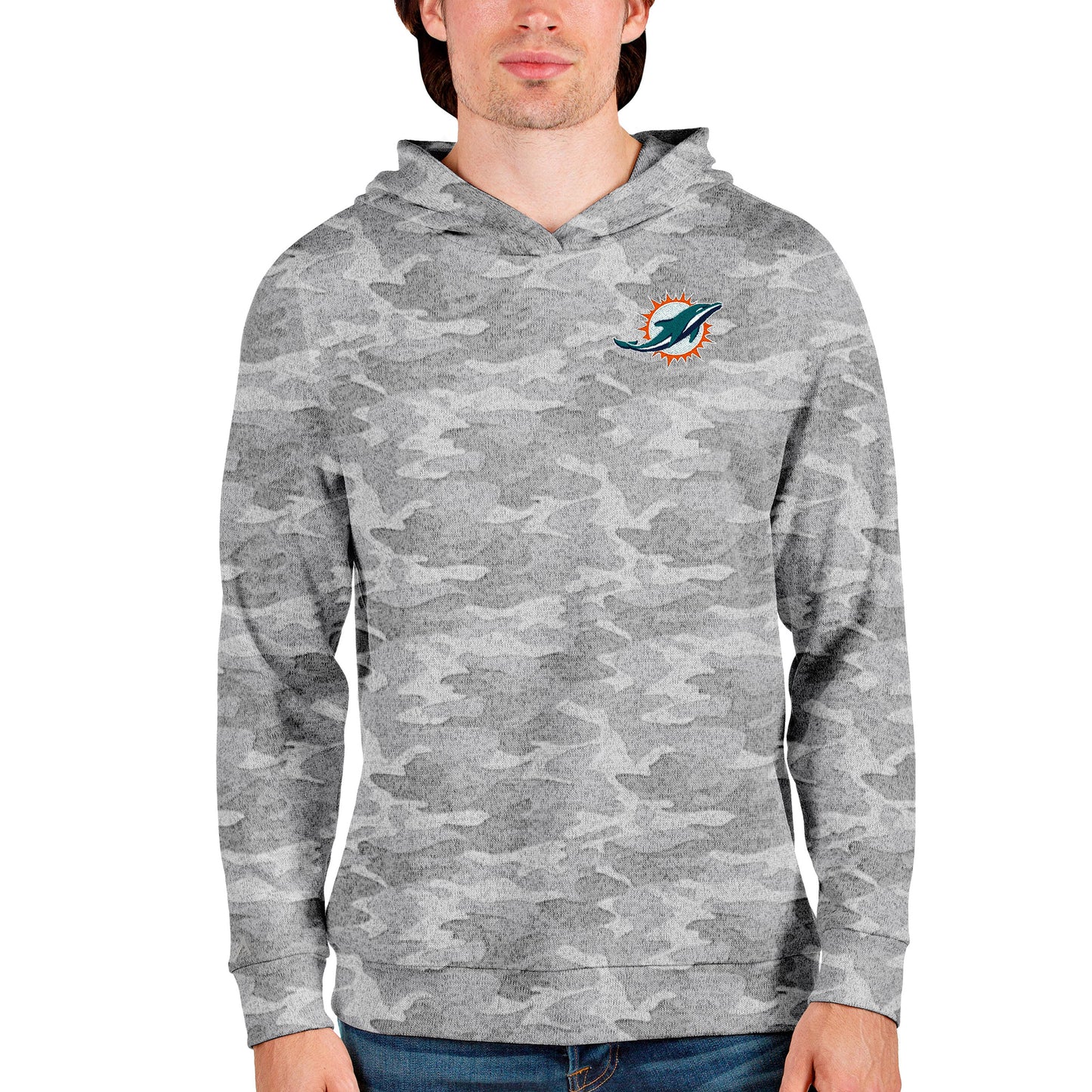 Men's Antigua Camo Miami Dolphins Absolute Pullover Hoodie