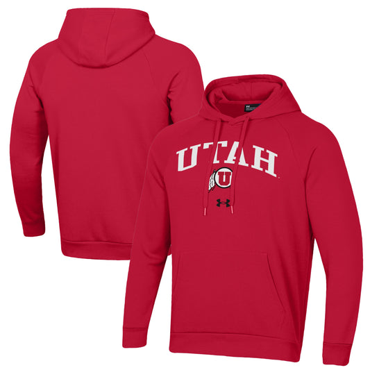 Men's Under Armour Red Utah Utes All Day Fleece Pullover Hoodie