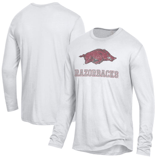 Men's Alternative Apparel White Arkansas Razorbacks Keeper Long Sleeve T-Shirt