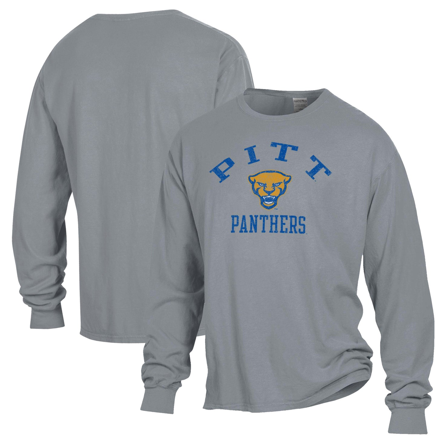 Men's ComfortWash Gray Pitt Panthers Garment Dyed Long Sleeve T-Shirt