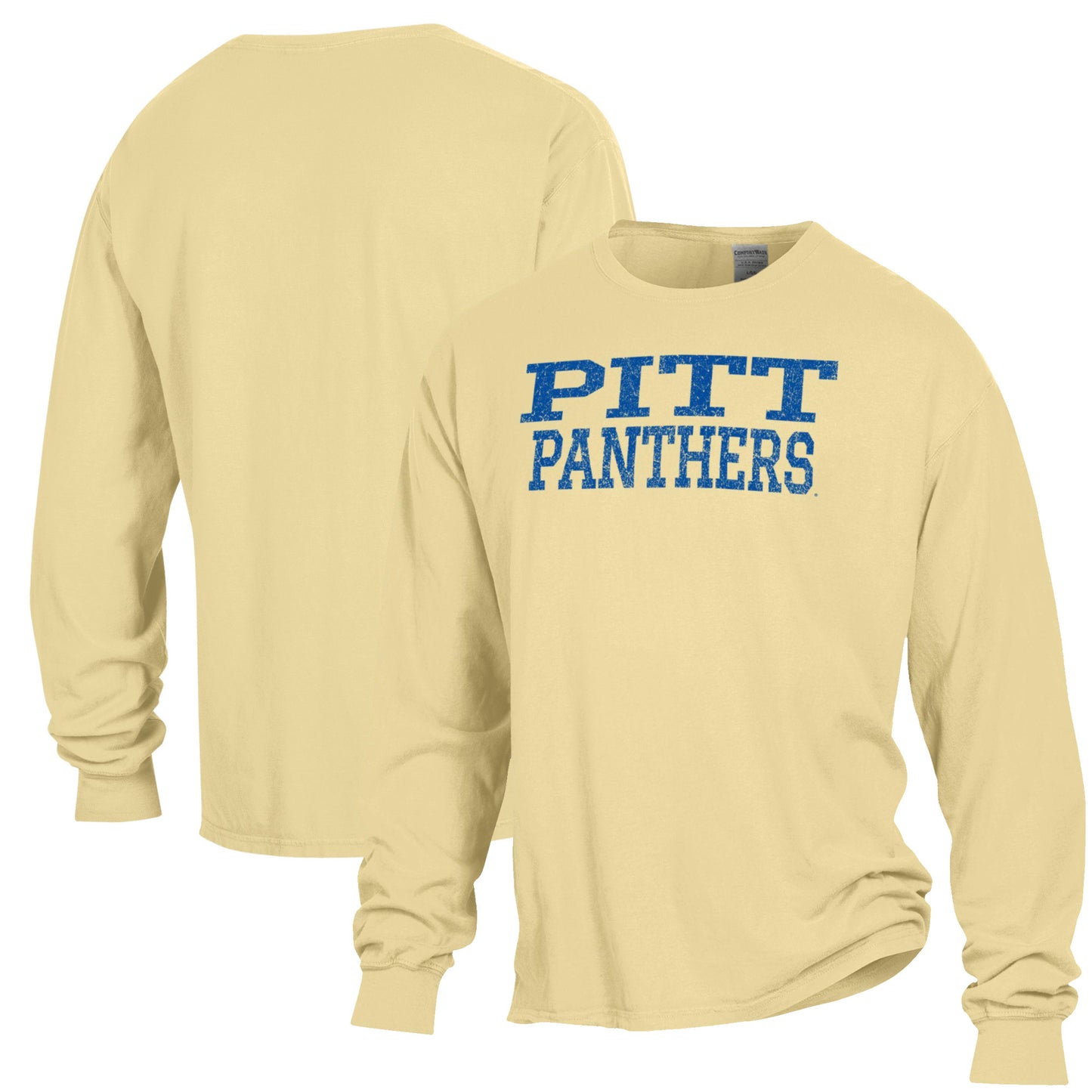 Men's ComfortWash Gold Pitt Panthers Garment Dyed Long Sleeve T-Shirt