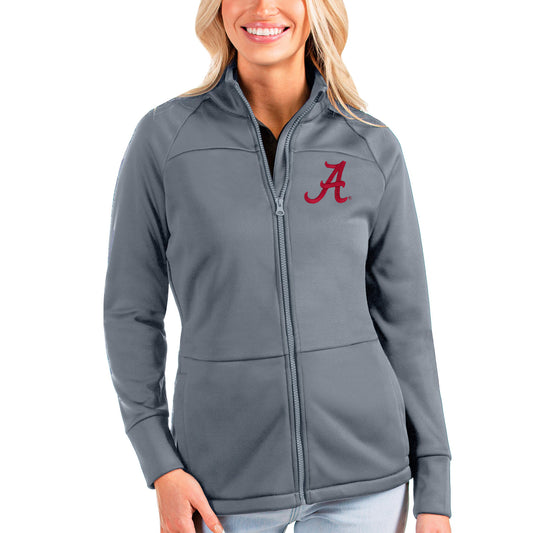 Women's Antigua Silver Alabama Crimson Tide Links Full-Zip Golf Jacket