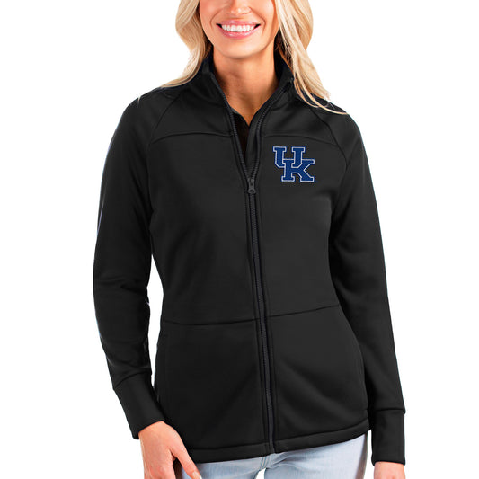 Women's Antigua Black Kentucky Wildcats Links Full-Zip Golf Jacket