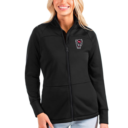 Women's Antigua Black NC State Wolfpack Links Full-Zip Golf Jacket