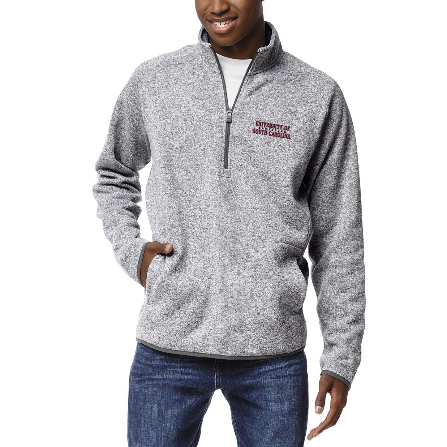 Men's League Collegiate Wear Heathered Gray South Carolina Gamecocks Saranac Quarter-Zip Pullover Jacket