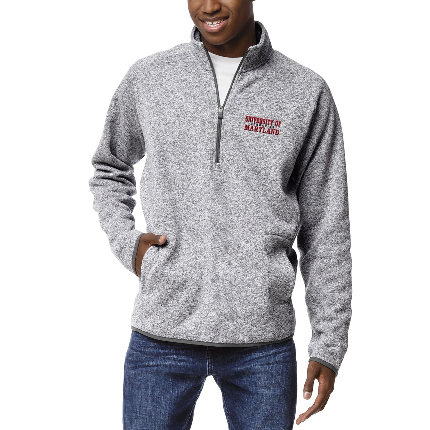 Men's League Collegiate Wear Heathered Gray Maryland Terrapins Saranac Quarter-Zip Pullover Jacket