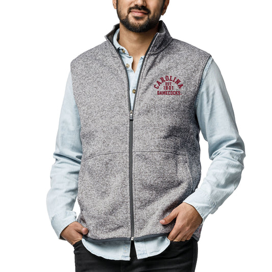 Men's League Collegiate Wear Heathered Gray South Carolina Gamecocks Saranac Full-Zip Vest