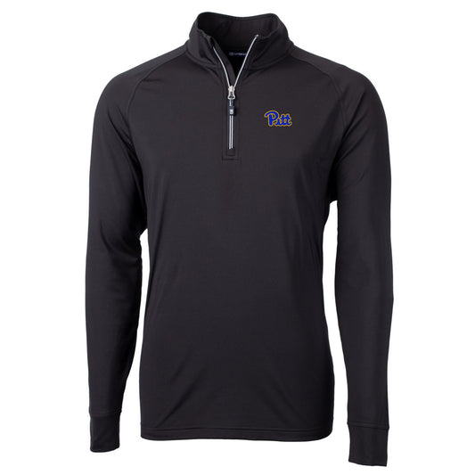 Men's Cutter & Buck Black Pitt Panthers Big & Tall Adapt Eco Knit Quarter-Zip Pullover Jacket
