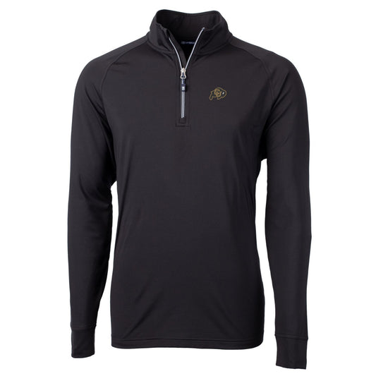 Men's Cutter & Buck Black Colorado Buffaloes Big & Tall Adapt Eco Knit Quarter-Zip Pullover Jacket