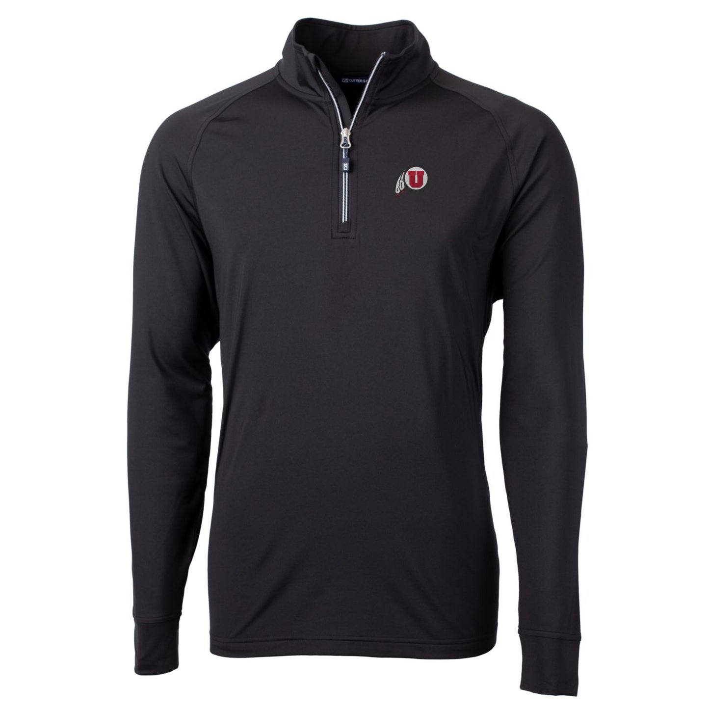 Men's Cutter & Buck Black Utah Utes Big & Tall Adapt Eco Knit Quarter-Zip Pullover Jacket