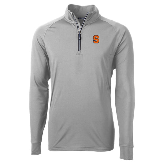 Men's Cutter & Buck Gray Syracuse Orange Big & Tall Adapt Eco Knit Quarter-Zip Pullover Jacket