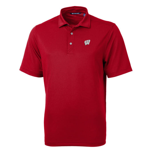Men's Cutter & Buck Red Wisconsin Badgers Big & Tall Virtue Eco Pique Recycled Polo