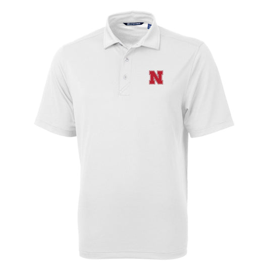 Men's Cutter & Buck White Nebraska Huskers Big & Tall Virtue Eco Pique Recycled Polo