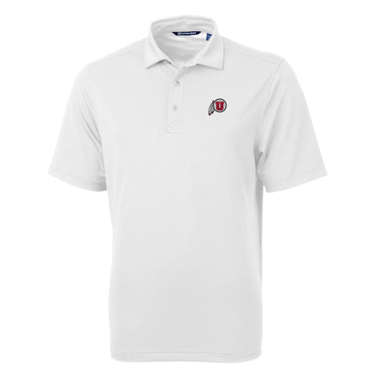 Men's Cutter & Buck White Utah Utes Big & Tall Virtue Eco Pique Recycled Polo