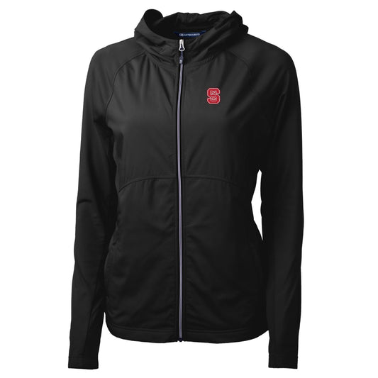 Women's Cutter & Buck Black NC State Wolfpack Adapt Eco Knit Full-Zip Jacket