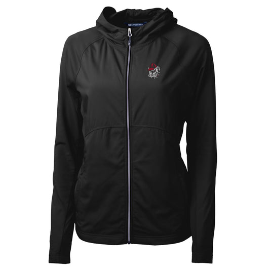 Women's Cutter & Buck Black Georgia Bulldogs Adapt Eco Knit Full-Zip Jacket