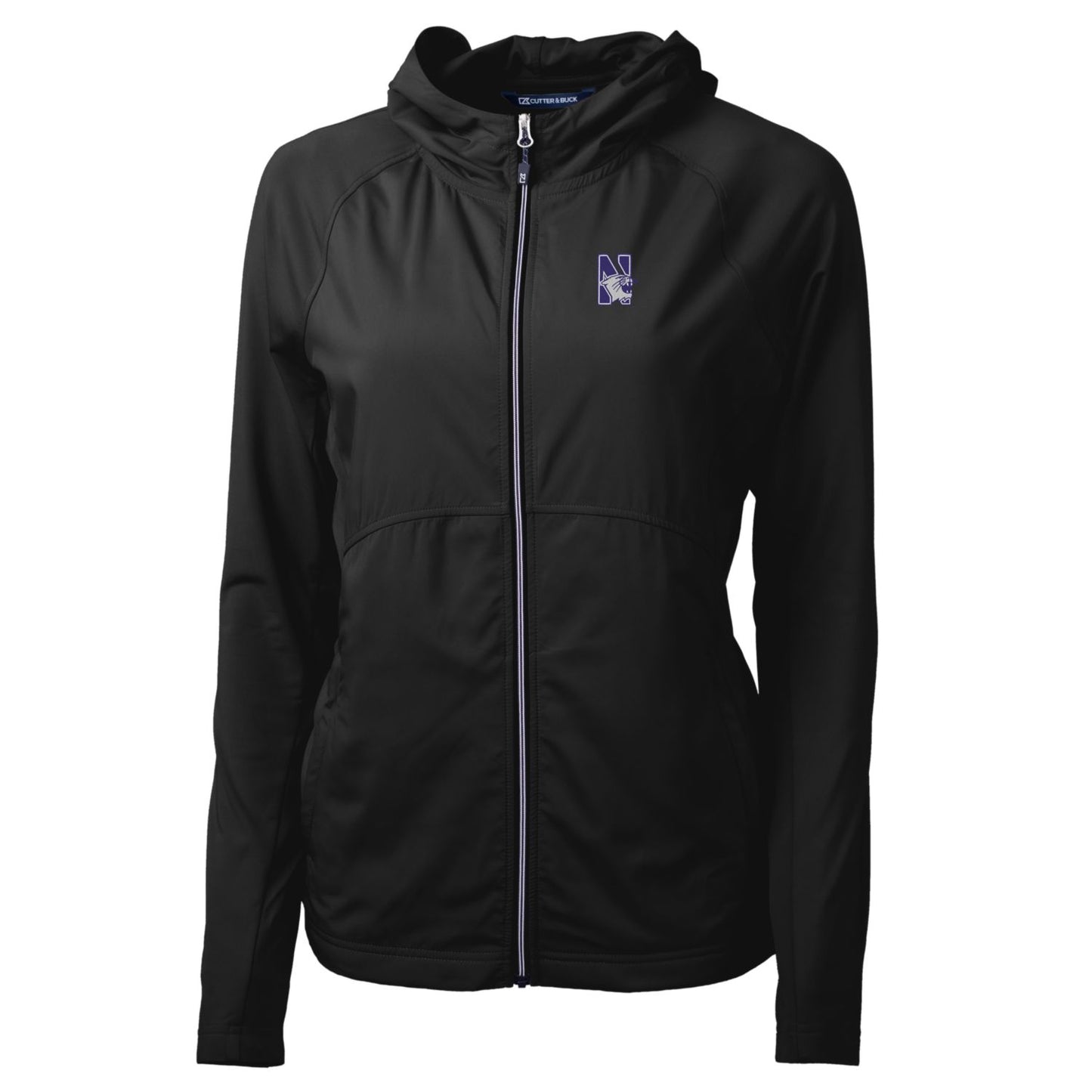 Women's Cutter & Buck Black Northwestern Wildcats Adapt Eco Knit Full-Zip Jacket